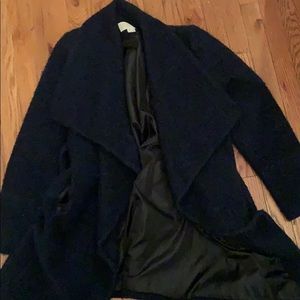 Black and Blue Wrap Michael Kors Coat: Fuzzy